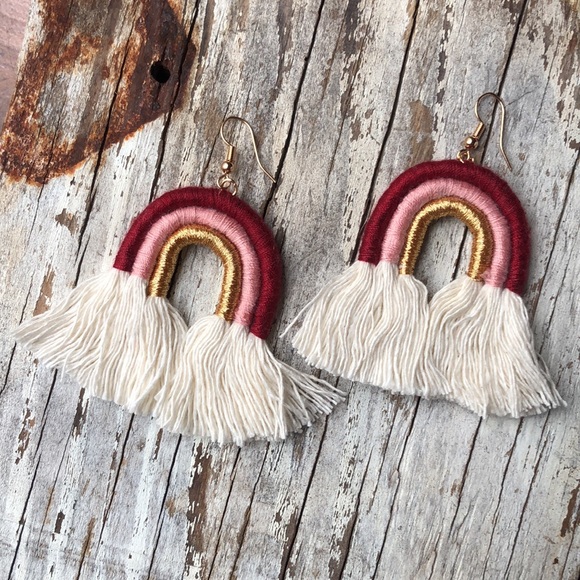 Kiara Macrame Rainbow Drop Earrings! - Picture 2 of 5